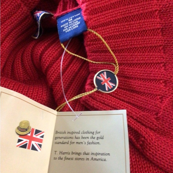 T.Harris London 100% cotton long sleeves crew neck red sweater size medium - Picture 10 of 10